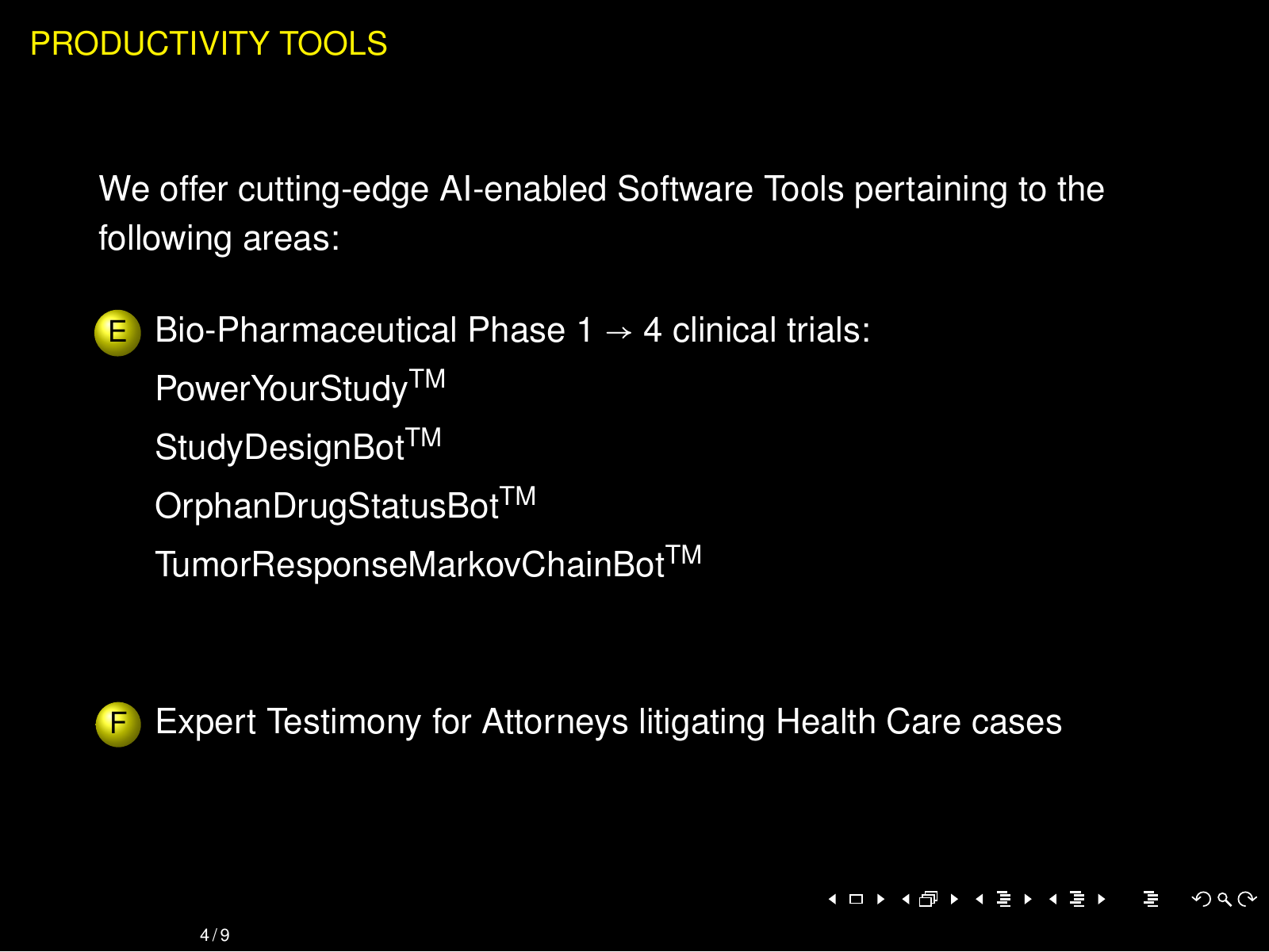 Productivity tools for clinical trials and litigation