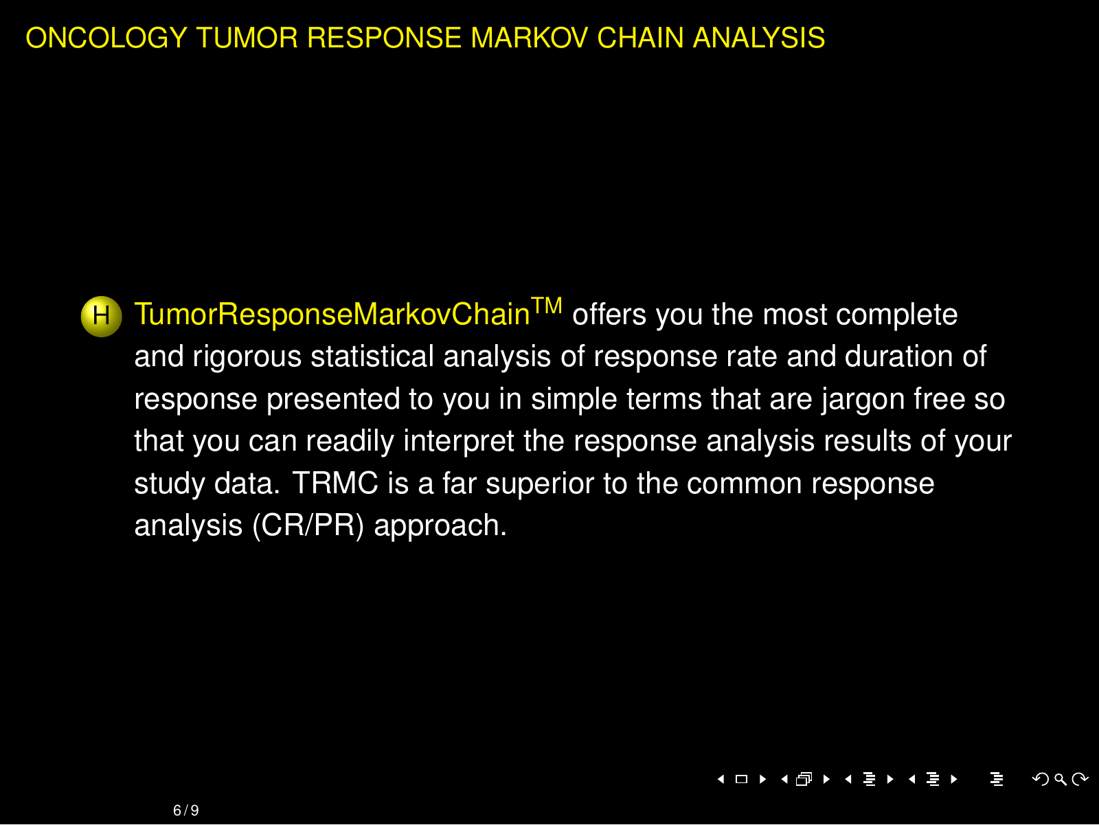 Oncology tumor response Markov chain analysis
